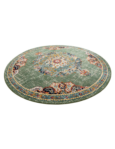 Green 10' x 10' Penrose Round Area Rug Classic Durable Stain Resistant Easy Clean Carpet for Traditional Indoor Home Decor for Sale at Rug Engine