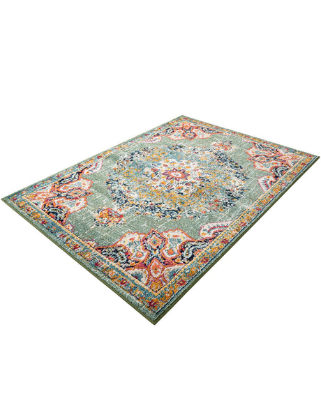 Green 5' 3 x 7' 1 Penrose Rectangle Area Rug Classic Durable Stain Resistant Easy Clean Carpet for Traditional Indoor Home Decor for Sale at Rug Engine