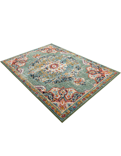 Green 5' 3 x 7' 1 Penrose Rectangle Area Rug Classic Durable Stain Resistant Easy Clean Carpet for Traditional Indoor Home Decor for Sale at Rug Engine