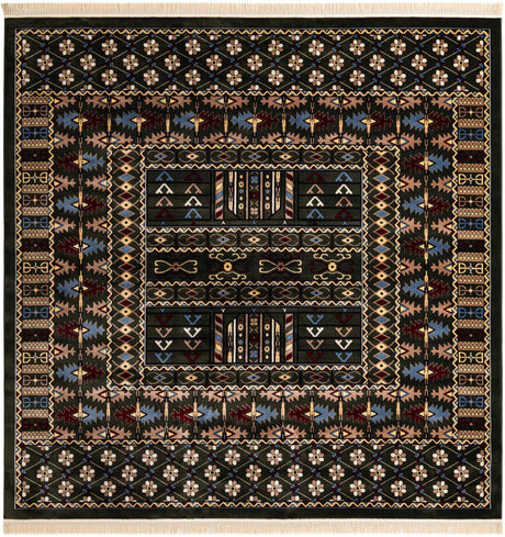 Dark Green 10' x 10' Tekke Square Area Rug Classic Traditional Vintage Design Carpet for Living Rooms, Dining, Bedrooms, Office Space for Sale at Rug Engine
