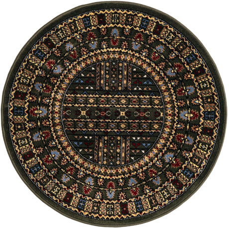 Dark Green 3' 1 x 3' 1 Tekke Round Area Rug Classic Traditional Vintage Design Carpet for Living Rooms, Dining, Bedrooms, Office Space for Sale at Rug Engine