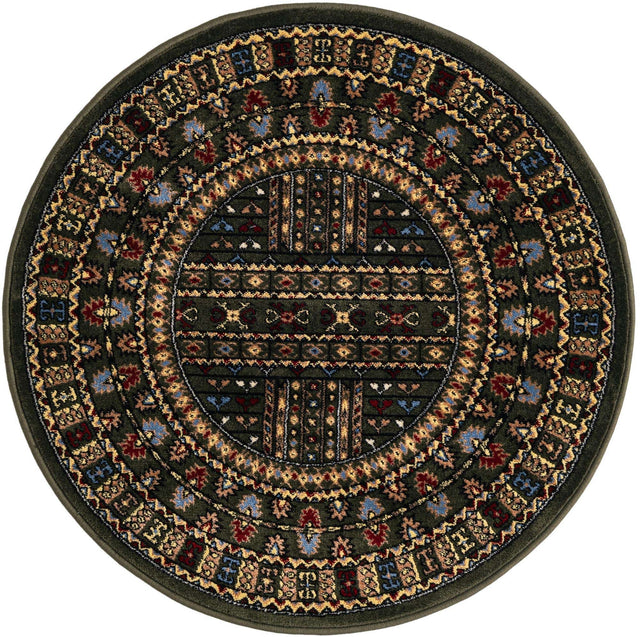 Dark Green 3' 1 x 3' 1 Tekke Round Area Rug Classic Traditional Vintage Design Carpet for Living Rooms, Dining, Bedrooms, Office Space for Sale at Rug Engine