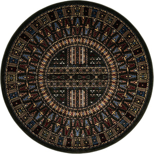 Dark Green 5' 3 x 5' 3 Tekke Round Area Rug Classic Traditional Vintage Design Carpet for Living Rooms, Dining, Bedrooms, Office Space for Sale at Rug Engine