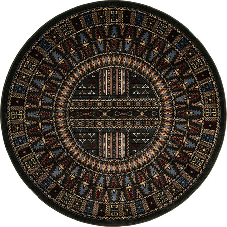 Dark Green 5' 3 x 5' 3 Tekke Round Area Rug Classic Traditional Vintage Design Carpet for Living Rooms, Dining, Bedrooms, Office Space for Sale at Rug Engine