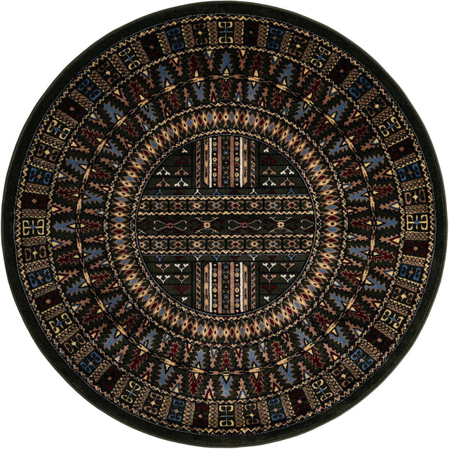 Dark Green 5' 3 x 5' 3 Tekke Round Area Rug Classic Traditional Vintage Design Carpet for Living Rooms, Dining, Bedrooms, Office Space for Sale at Rug Engine