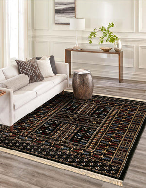Dark Green 6' 1 x 9' Tekke Rectangle Area Rug Classic Traditional Vintage Design Carpet for Living Rooms, Dining, Bedrooms, Office Space for Sale at Rug Engine