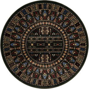 Dark Green 6' 1 x 6' 1 Tekke Round Area Rug Classic Traditional Vintage Design Carpet for Living Rooms, Dining, Bedrooms, Office Space for Sale at Rug Engine