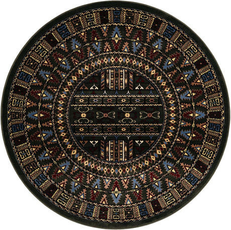 Dark Green 6' 1 x 6' 1 Tekke Round Area Rug Classic Traditional Vintage Design Carpet for Living Rooms, Dining, Bedrooms, Office Space for Sale at Rug Engine