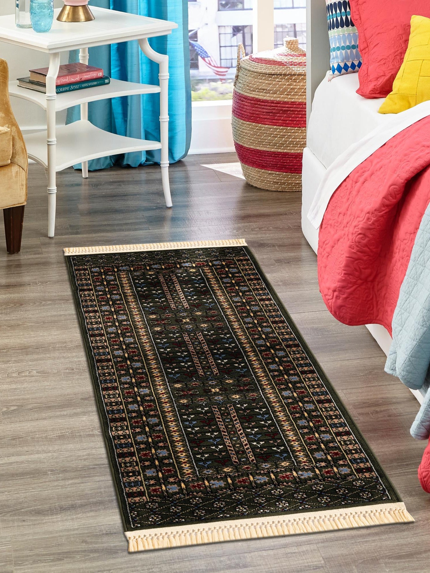 Dark Green 2' 7 x 10' Tekke Runner Area Rug Classic Traditional Vintage Design Carpet for Living Rooms, Dining, Bedrooms, Office Space for Sale at Rug Engine