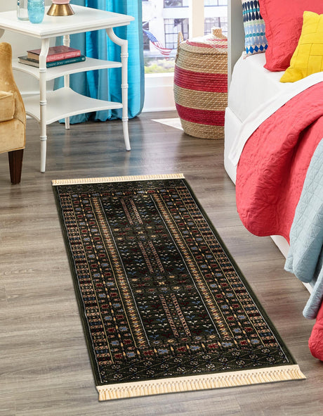 Dark Green 2' x 8' Tekke Runner Area Rug Classic Traditional Vintage Design Carpet for Living Rooms, Dining, Bedrooms, Office Space for Sale at Rug Engine