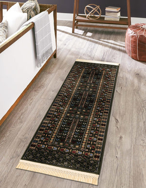 Dark Green 2' 7 x 12' Tekke Runner Area Rug Classic Traditional Vintage Design Carpet for Living Rooms, Dining, Bedrooms, Office Space for Sale at Rug Engine