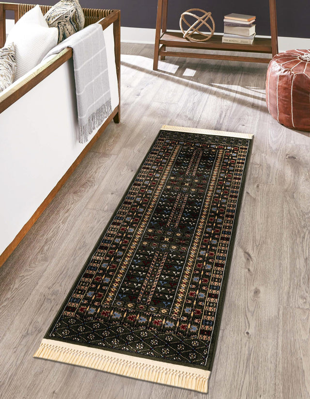 Dark Green 2' 7 x 12' Tekke Runner Area Rug Classic Traditional Vintage Design Carpet for Living Rooms, Dining, Bedrooms, Office Space for Sale at Rug Engine