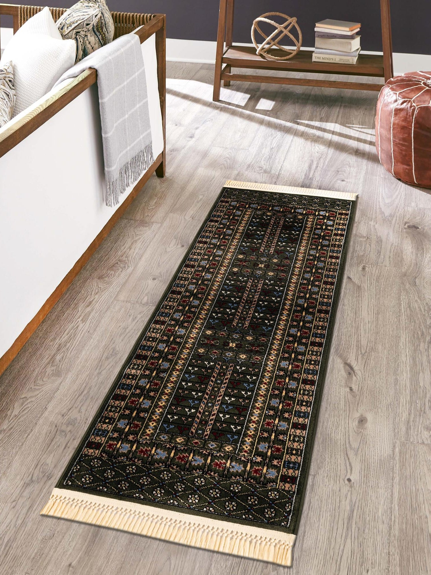 Dark Green 2' x 8' Tekke Runner Area Rug Classic Traditional Vintage Design Carpet for Living Rooms, Dining, Bedrooms, Office Space for Sale at Rug Engine