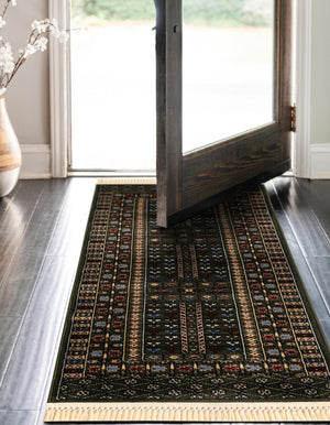 Dark Green 2' x 8' Tekke Runner Area Rug Classic Traditional Vintage Design Carpet for Living Rooms, Dining, Bedrooms, Office Space for Sale at Rug Engine
