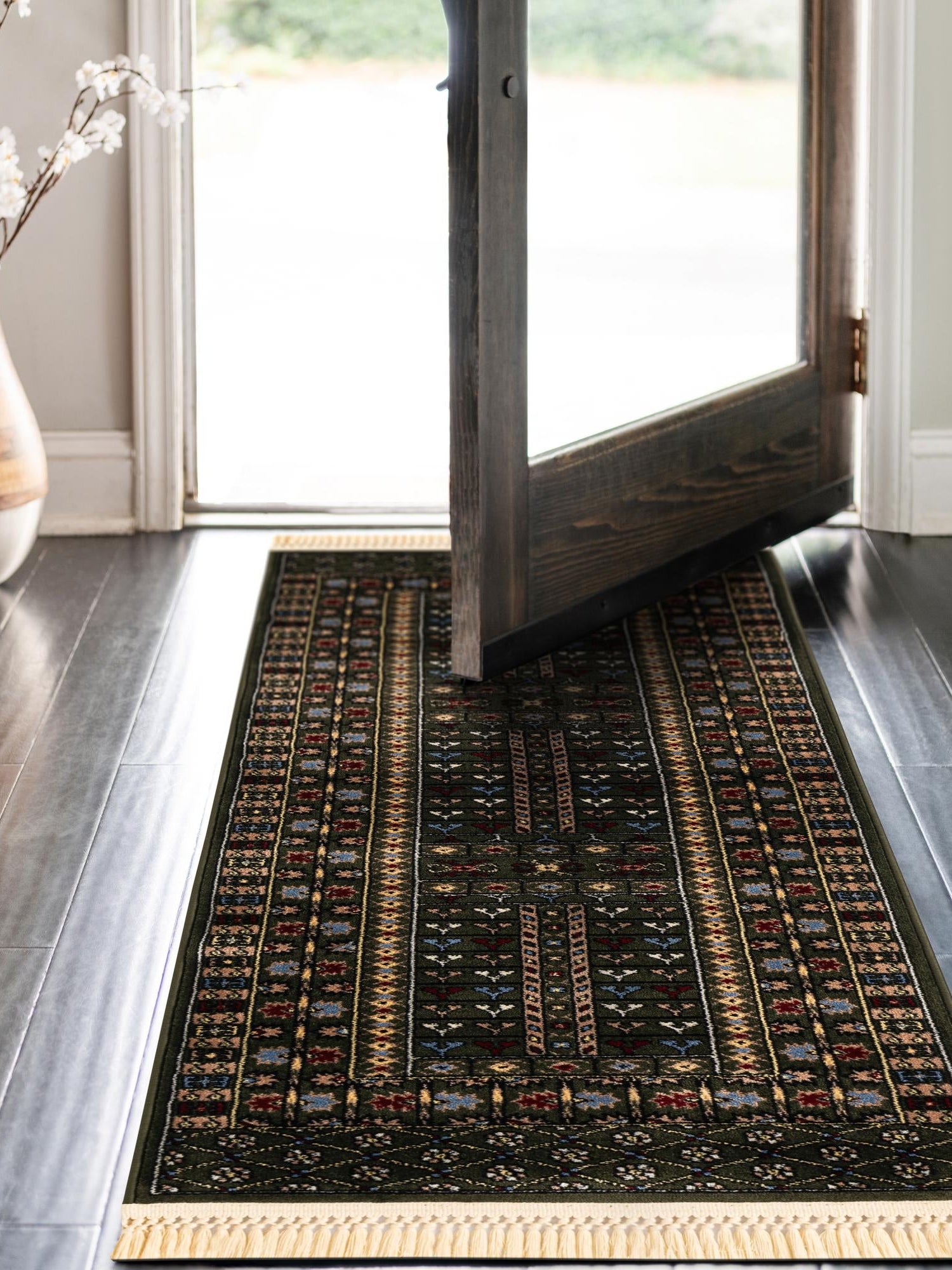 Dark Green 2' 7 x 10' Tekke Runner Area Rug Classic Traditional Vintage Design Carpet for Living Rooms, Dining, Bedrooms, Office Space for Sale at Rug Engine