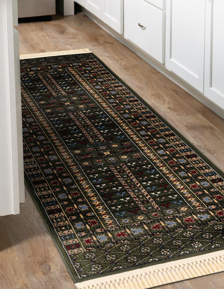 Dark Green 2' 7 x 10' Tekke Runner Area Rug Classic Traditional Vintage Design Carpet for Living Rooms, Dining, Bedrooms, Office Space for Sale at Rug Engine