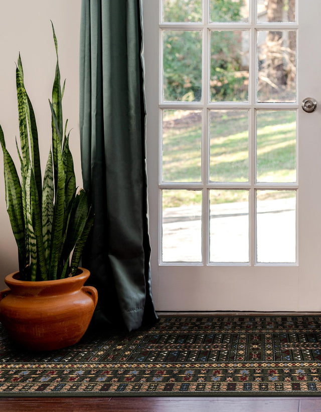 Dark Green 2' x 8' Tekke Runner Area Rug Classic Traditional Vintage Design Carpet for Living Rooms, Dining, Bedrooms, Office Space for Sale at Rug Engine
