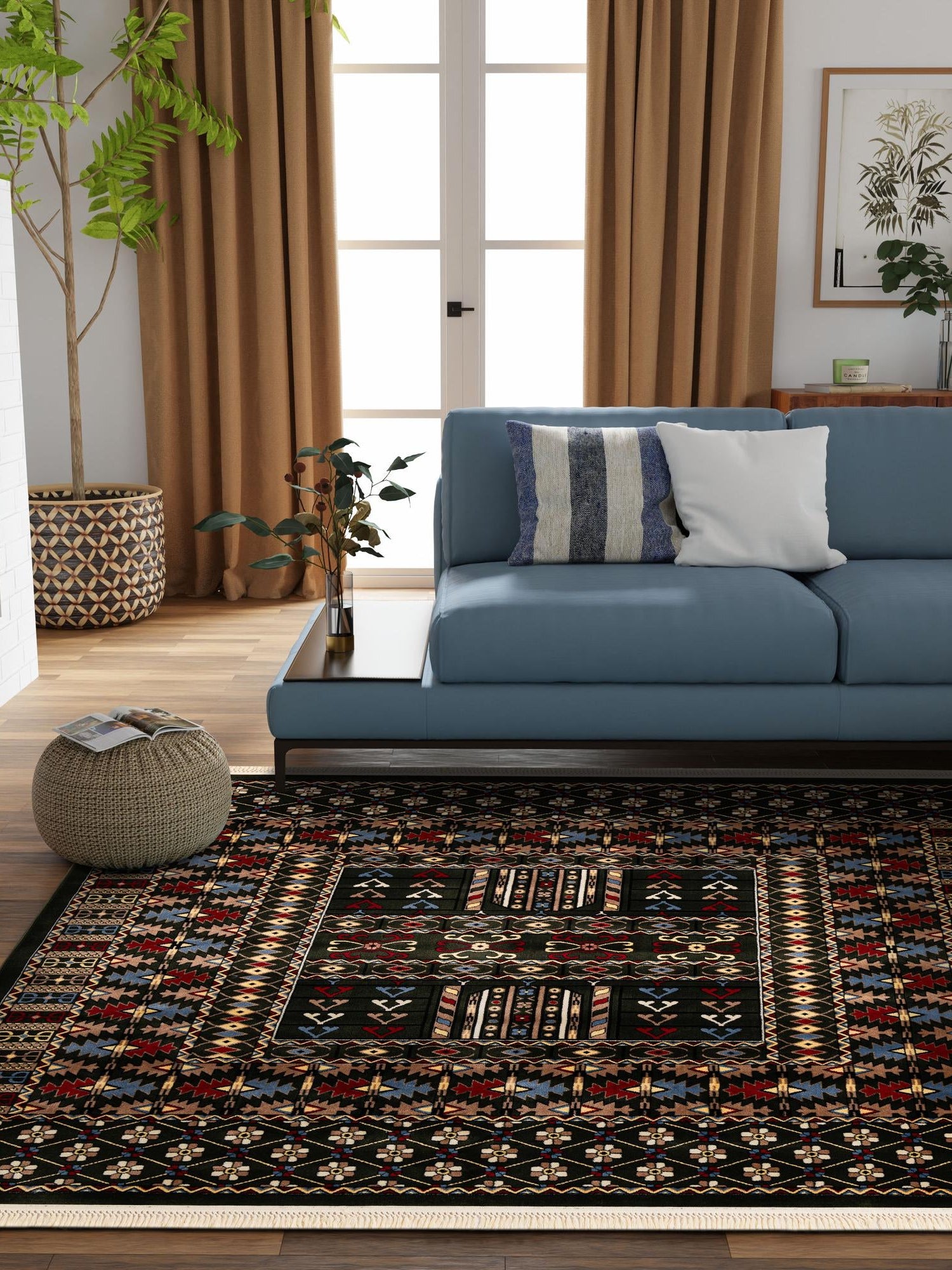 Dark Green 10' x 10' Tekke Square Area Rug Classic Traditional Vintage Design Carpet for Living Rooms, Dining, Bedrooms, Office Space for Sale at Rug Engine