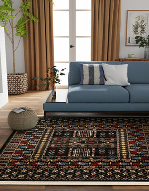 Dark Green 10' x 10' Tekke Square Area Rug Classic Traditional Vintage Design Carpet for Living Rooms, Dining, Bedrooms, Office Space for Sale at Rug Engine