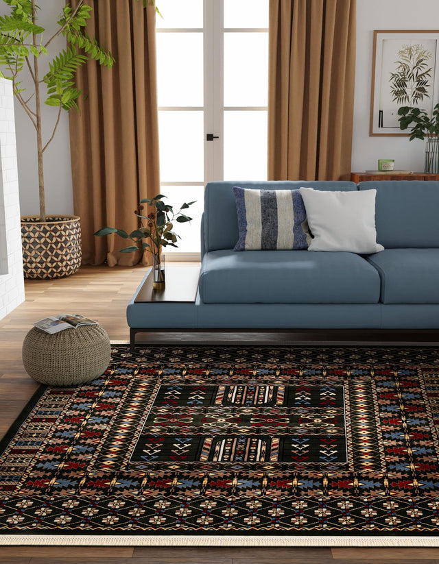 Dark Green 10' x 10' Tekke Square Area Rug Classic Traditional Vintage Design Carpet for Living Rooms, Dining, Bedrooms, Office Space for Sale at Rug Engine
