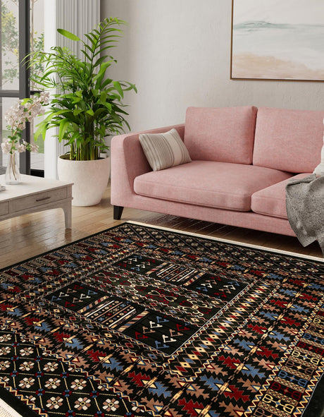 Dark Green 10' x 10' Tekke Square Area Rug Classic Traditional Vintage Design Carpet for Living Rooms, Dining, Bedrooms, Office Space for Sale at Rug Engine
