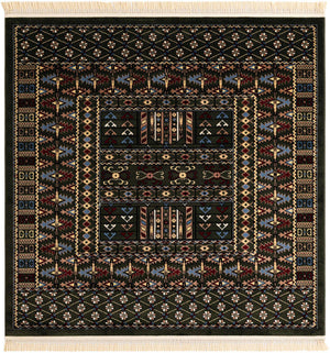 Dark Green 6' 1 x 6' 1 Tekke Square Area Rug Classic Traditional Vintage Design Carpet for Living Rooms, Dining, Bedrooms, Office Space for Sale at Rug Engine
