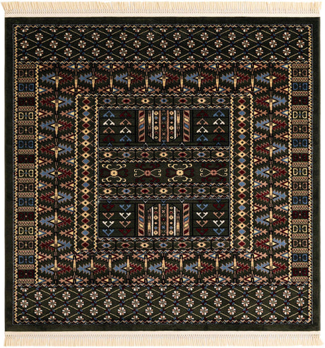 Dark Green 6' 1 x 6' 1 Tekke Square Area Rug Classic Traditional Vintage Design Carpet for Living Rooms, Dining, Bedrooms, Office Space for Sale at Rug Engine