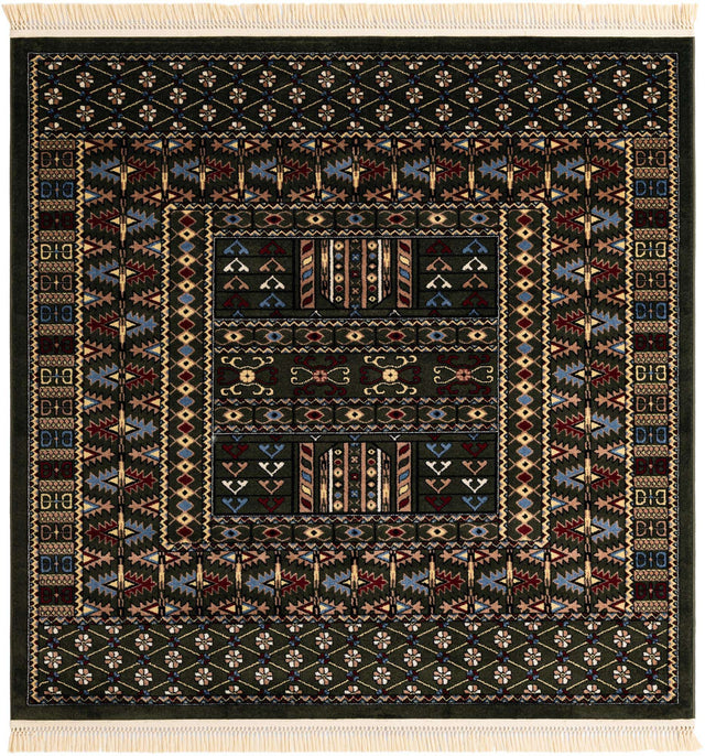 Dark Green 6' 1 x 6' 1 Tekke Square Area Rug Classic Traditional Vintage Design Carpet for Living Rooms, Dining, Bedrooms, Office Space for Sale at Rug Engine