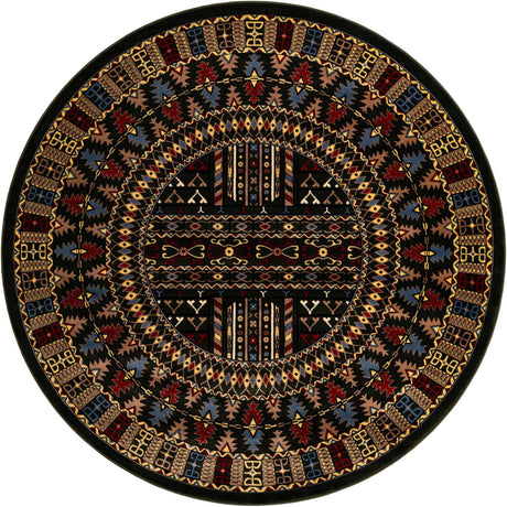 Dark Green 7' 10 x 7' 10 Tekke Round Area Rug Classic Traditional Vintage Design Carpet for Living Rooms, Dining, Bedrooms, Office Space for Sale at Rug Engine