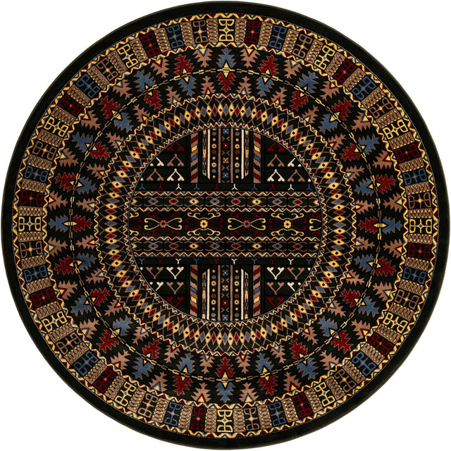 Dark Green 7' 10 x 7' 10 Tekke Round Area Rug Classic Traditional Vintage Design Carpet for Living Rooms, Dining, Bedrooms, Office Space for Sale at Rug Engine
