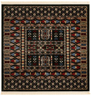 Dark Green 7' 10 x 7' 10 Tekke Square Area Rug Classic Traditional Vintage Design Carpet for Living Rooms, Dining, Bedrooms, Office Space for Sale at Rug Engine