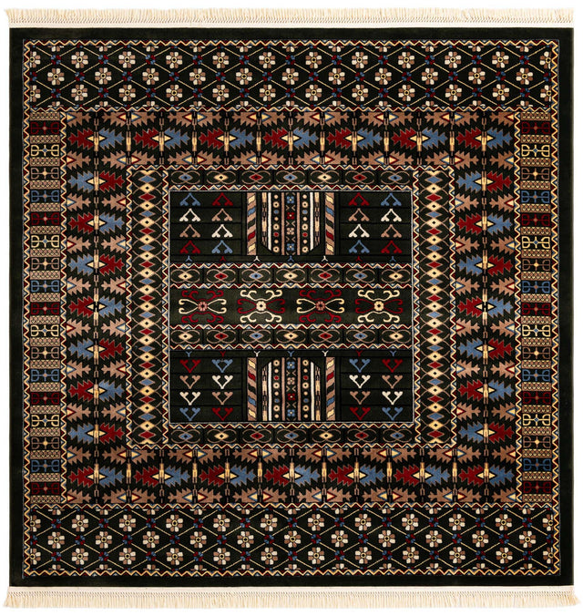 Dark Green 7' 10 x 7' 10 Tekke Square Area Rug Classic Traditional Vintage Design Carpet for Living Rooms, Dining, Bedrooms, Office Space for Sale at Rug Engine