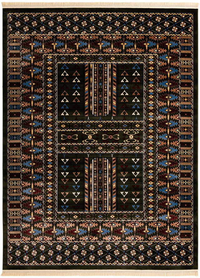 Dark Green 9' x 12' Tekke Rectangle Area Rug Classic Traditional Vintage Design Carpet for Living Rooms, Dining, Bedrooms, Office Space for Sale at Rug Engine
