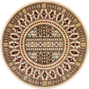 Beige 10' x 10' Tekke Round Area Rug Classic Traditional Vintage Design Carpet for Living Rooms, Dining, Bedrooms, Office Space for Sale at Rug Engine
