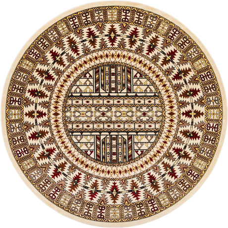 Beige 10' x 10' Tekke Round Area Rug Classic Traditional Vintage Design Carpet for Living Rooms, Dining, Bedrooms, Office Space for Sale at Rug Engine