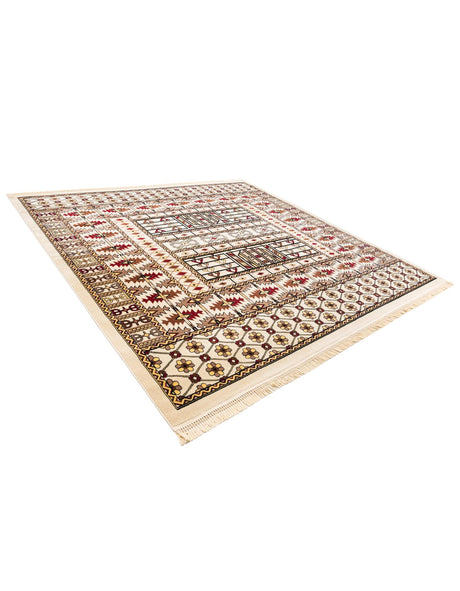 Beige 10' x 10' Tekke Square Area Rug Classic Traditional Vintage Design Carpet for Living Rooms, Dining, Bedrooms, Office Space for Sale at Rug Engine