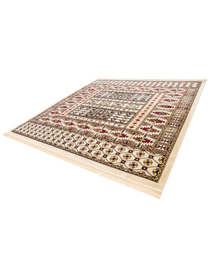Beige 10' x 10' Tekke Square Area Rug Classic Traditional Vintage Design Carpet for Living Rooms, Dining, Bedrooms, Office Space for Sale at Rug Engine