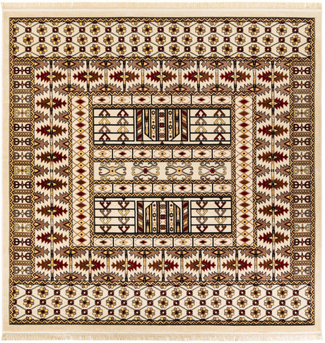 Beige 10' x 10' Tekke Square Area Rug Classic Traditional Vintage Design Carpet for Living Rooms, Dining, Bedrooms, Office Space for Sale at Rug Engine
