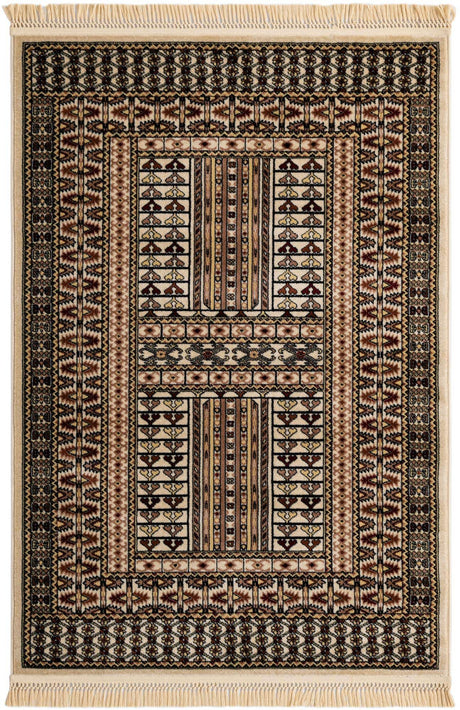 Beige 4' 1 x 6' 1 Tekke Rectangle Area Rug Classic Traditional Vintage Design Carpet for Living Rooms, Dining, Bedrooms, Office Space for Sale at Rug Engine