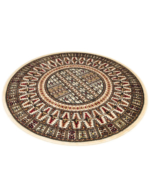 Beige 5' 3 x 5' 3 Tekke Round Area Rug Classic Traditional Vintage Design Carpet for Living Rooms, Dining, Bedrooms, Office Space for Sale at Rug Engine