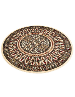Beige 5' 3 x 5' 3 Tekke Round Area Rug Classic Traditional Vintage Design Carpet for Living Rooms, Dining, Bedrooms, Office Space for Sale at Rug Engine
