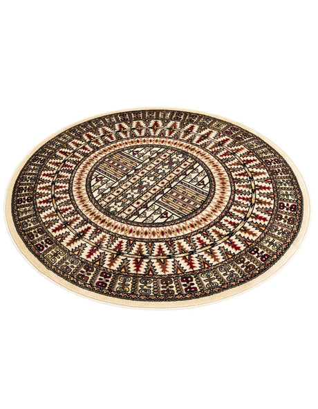 Beige 5' 3 x 5' 3 Tekke Round Area Rug Classic Traditional Vintage Design Carpet for Living Rooms, Dining, Bedrooms, Office Space for Sale at Rug Engine