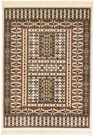 Beige 5' 3 x 7' 1 Tekke Rectangle Area Rug Classic Traditional Vintage Design Carpet for Living Rooms, Dining, Bedrooms, Office Space for Sale at Rug Engine