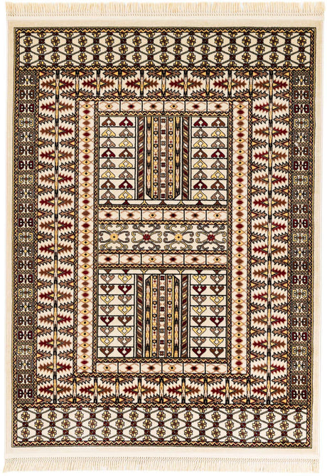 Beige 5' 3 x 7' 1 Tekke Rectangle Area Rug Classic Traditional Vintage Design Carpet for Living Rooms, Dining, Bedrooms, Office Space for Sale at Rug Engine