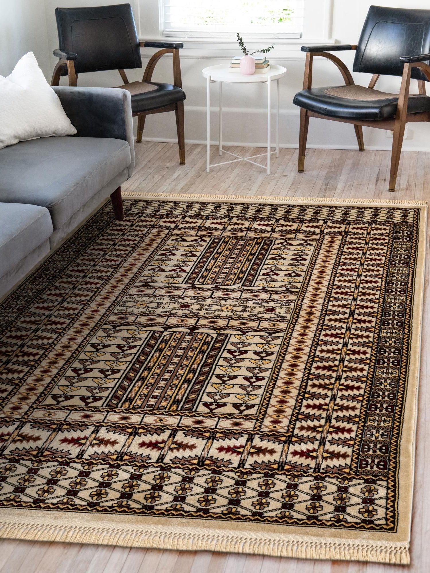 Beige 2' x 3' 1 Tekke Rectangle Area Rug Classic Traditional Vintage Design Carpet for Living Rooms, Dining, Bedrooms, Office Space for Sale at Rug Engine