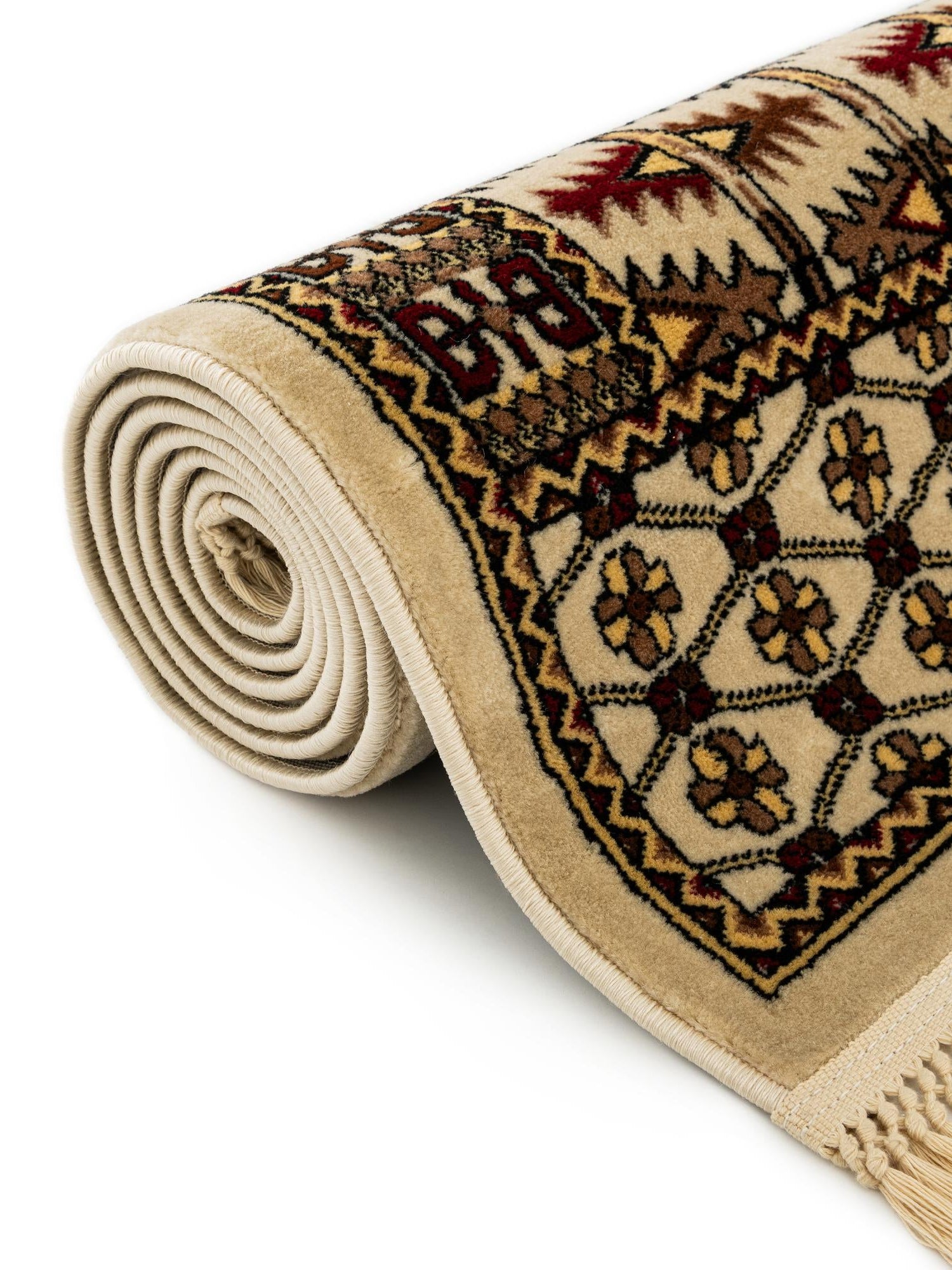 Beige 4' 1 x 6' 1 Tekke Rectangle Area Rug Classic Traditional Vintage Design Carpet for Living Rooms, Dining, Bedrooms, Office Space for Sale at Rug Engine