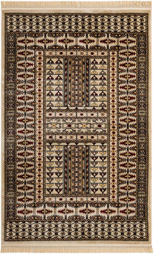 Beige 5' 3 x 8' Tekke Rectangle Area Rug Classic Traditional Vintage Design Carpet for Living Rooms, Dining, Bedrooms, Office Space for Sale at Rug Engine