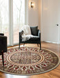 Beige 10' x 10' Tekke Round Area Rug Classic Traditional Vintage Design Carpet for Living Rooms, Dining, Bedrooms, Office Space for Sale at Rug Engine