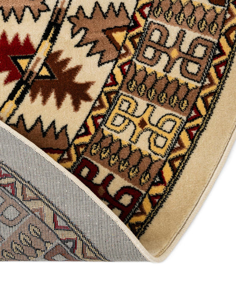 Beige 5' 3 x 5' 3 Tekke Round Area Rug Classic Traditional Vintage Design Carpet for Living Rooms, Dining, Bedrooms, Office Space for Sale at Rug Engine
