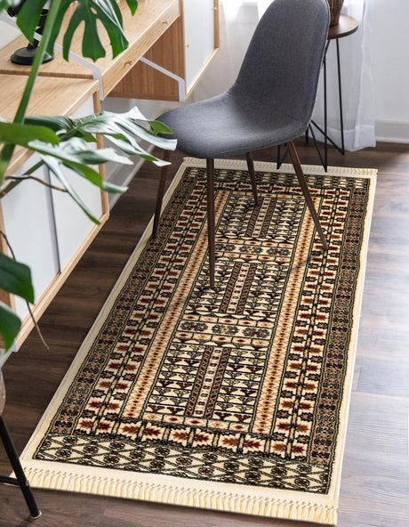 Beige 2' x 6' 1 Tekke Runner Area Rug Classic Traditional Vintage Design Carpet for Living Rooms, Dining, Bedrooms, Office Space for Sale at Rug Engine